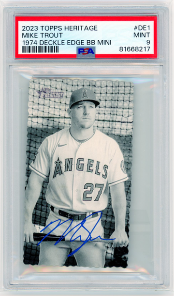 2023 Topps Heritage #DE1 Mike Trout 1974 Deckle Edge Baseball Mini PSA 9 MINT!