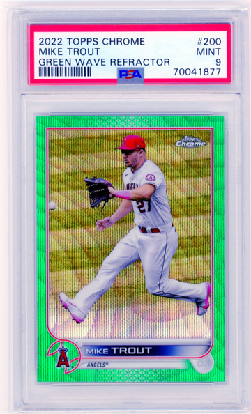 2022 Topps Chrome #200 Mike Trout Green Wave Refractor PSA 9 MINT!