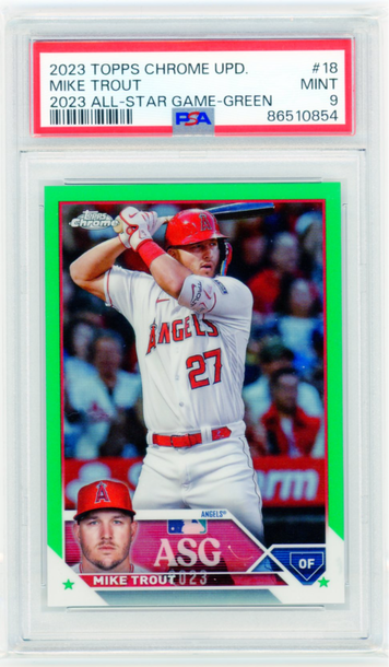 2023 Topps Chrome Update #18 Mike Trout 2023 All-Star Game-Green PSA 9 MINT!