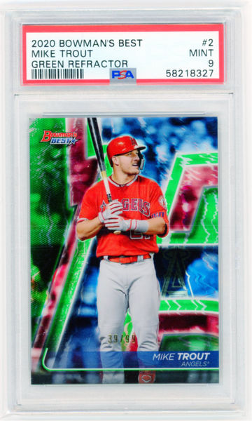 2020 Bowman's Best #2 Mike Trout Green Refractor PSA 9 MINT!