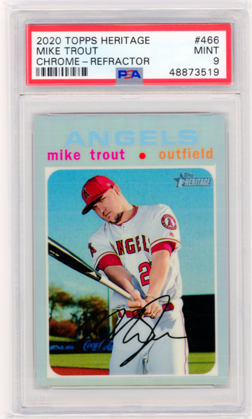 2020 Topps Heritage #466 Mike Trout Chrome Refractor PSA 9 MINT!