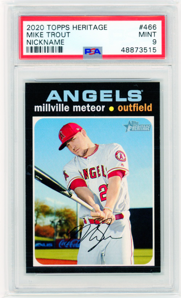 2020 Topps Heritage #466 Mike Trout Nickname PSA 9 MINT!