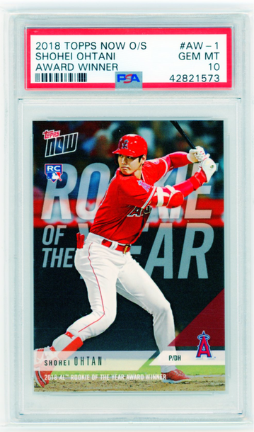 2018 Topps Now O/S #AW-1 Award Winner Shohei Ohtani PSA 10 GEM MINT10!