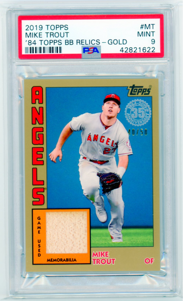 2019 Topps #MT Mike Trout '84 Topps Baseball Relics-Gold PSA 9 MINT!