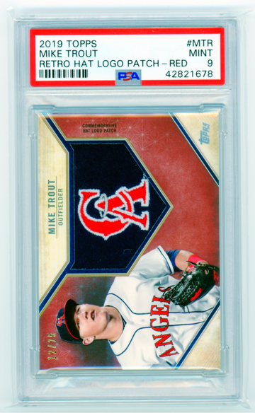 2019 Topps #MTR Mike Trout Retro Hat Logo Patch-RED PSA 9 MINT!