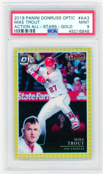 2019 Panini Donruss Optic #AA3 Mike Trout Action All-Stars-Gold PSA 9 MINT!