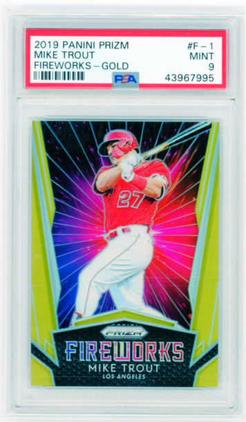 2019 Panini Prizm #F-1 Mike Trout Fireworks-Gold PSA 9 MINT!