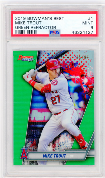 2019 Bowman's Best #1 Mike Trout Green Refractor PSA 9 MINT!