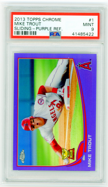 2013 Topps Chrome #1 Mike Trout Sliding-Purple Refractor PSA 9 MINT!