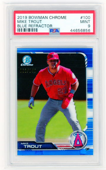 2019 Bowman Chrome #100 Mike Trout Blue Refractor PSA 9 MINT!