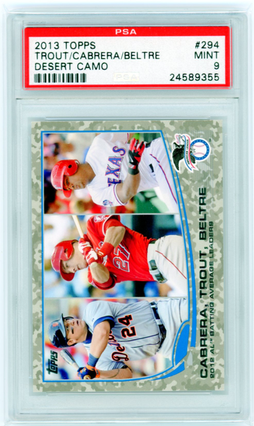 2012 Topps #294 Trout/Cabrera/Beltre Desert Camo PSA 9 MINT!