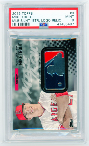 2015 Topps #8 Mike Trout MLB Silht Btr Mogo Relic PSA 9 MINT!