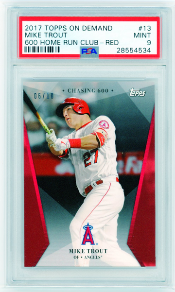 2017 Topps On Demand #13 Mike Trout 600 Home Run Club-RED PSA 9 MINT!