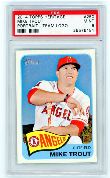2014 Topps Heritage #250 Mike Trout Portrait-Team Logo PSA 9 MINT!!
