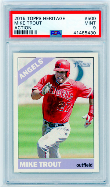 2015 Topps Heritage #500 Mike Trout Action PSA 9 MINT!