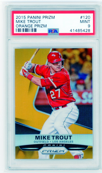 2015 Panini Prizm #120 Mike Trout Orange Prizm PSA 9 MINT!