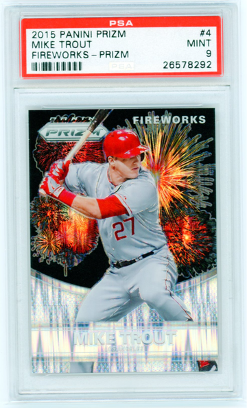 2015 Panini Prizm #4 Mike Trout Fireworks Prizm PSA 9 MINT!