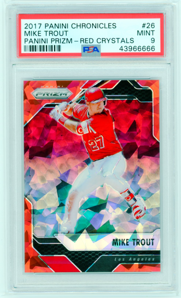 2017 Panini Chronicles #26 Mike Trout Panini Prizm-Red Crystals PSA 9 MINT!