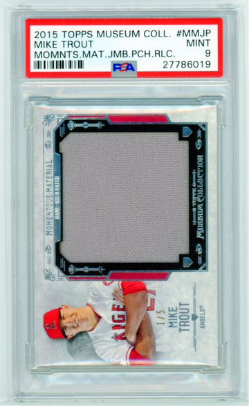 2015 Topps Museum Collection #MMJP Mike Trout Momentous Materials Jumbo Patch Relic PSA 9 MINT!