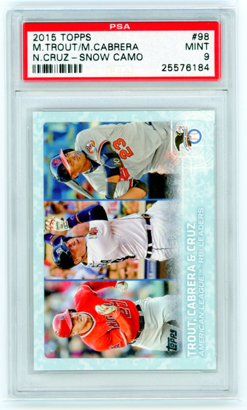 2015 Topps #98 Trout/Cabrera/Cruz-Snow Camo PSA 9 MINT!