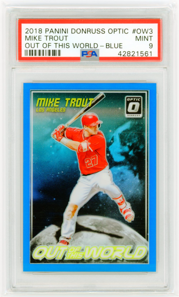 2018 Panini Donruss Optic #OW3 Mike Trout Out of This World-Blue PSA 9 MINT!