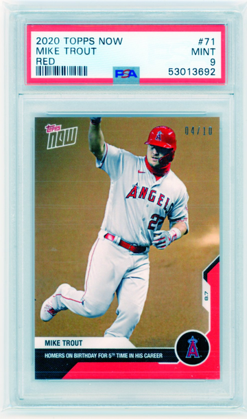 2020 Topps Now #71 Mike Trout Red PSA 9 MINT!