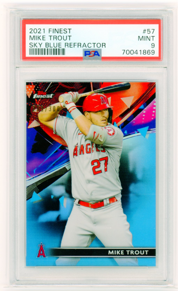 2021 Finest #57 Mike Trout Sky Blue Refractor PSA 9 MINT!