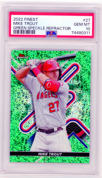 2022 Finest #27 Mike Trout Green Speckle Refractor PSA 10 GEM MINT!