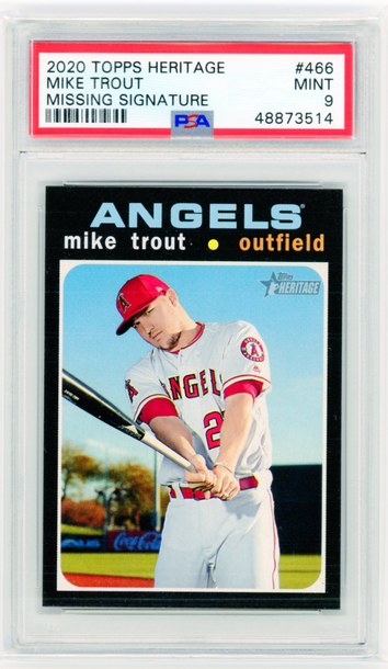 2020 Topps Heritage #466 Mike Trout Missing Signature PSA 9 MINT!