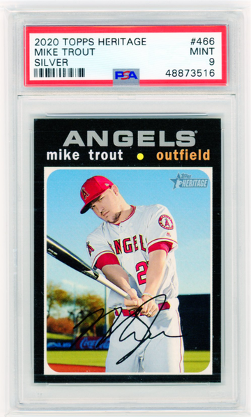 2020 Topps Heritage #466 Mike Trout Silver PSA 9 MINT!