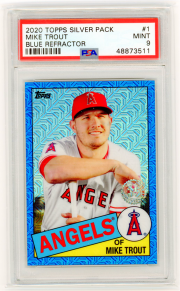 2020 Topps Silver Pack #1 Mike Trout Blue Refractor PSA 9 MINT!