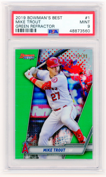 2019 Bowman's Best #1 Mike Trout Green Refractor PSA 9 MINT!