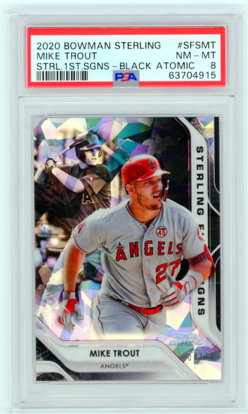 2020 Bowman Sterling #SFSMT Mike Trout Sterling 1st Signs-Black Atomic PSA 8 NM-MT!