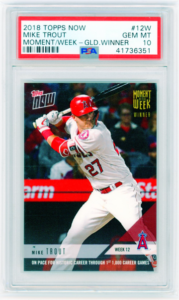 2018 Topps Now #12W Mike Trout Moment of the Week-Gold Winner PSA 10 GEM MINT!