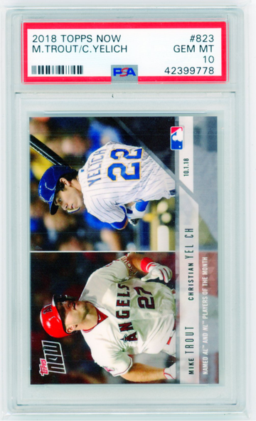 2018 Topps Now #823 Trout/Yelich PSA 10 GEM MINT!