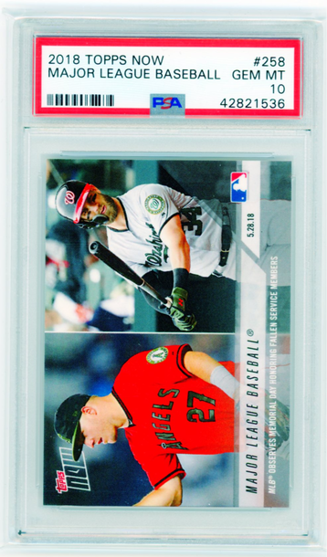 2018 Topps Now #258 Major League Baseball Trout/Harper PSA 10 GEM MINT!