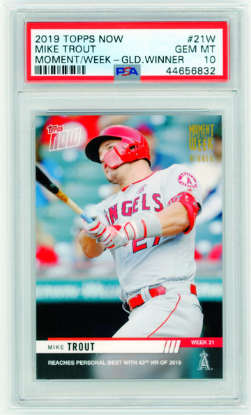 2019 Topps Now #21W Mike Trout Moment of the Week-Gold Winner PSA 10 GEM MINT!