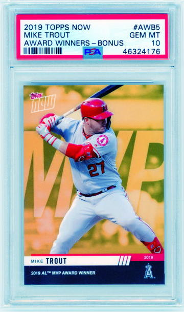 2019 Topps Now #AWB5 Mike Trout Award Winners-Bonus PSA 10 GEM MINT!