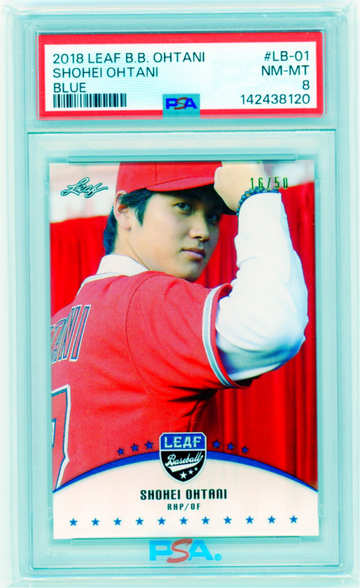 2018 Leaf B.B. Ohtani #LB-01 Shohei Ohtani BLUE PSA 8 NM-MT!