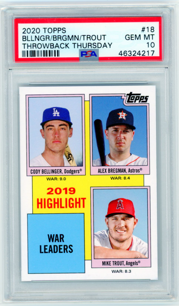 2020 Topps Throwback Thursday #18 Bellinger/Bregman/Trout PSA 10 GEM MINT!