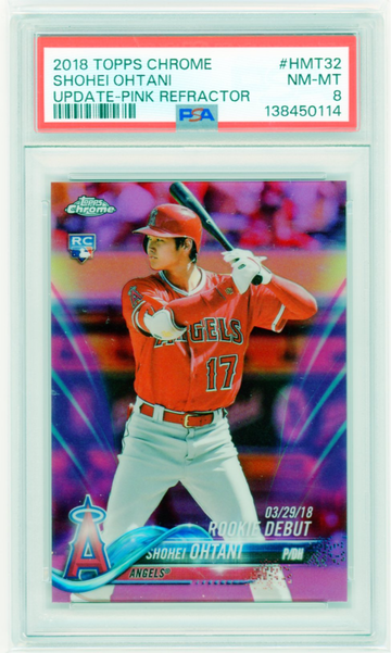 2018 Topps Chrome Update #HMT32 Shohei Ohtani PINK Refractor PSA 8 NM-MT!