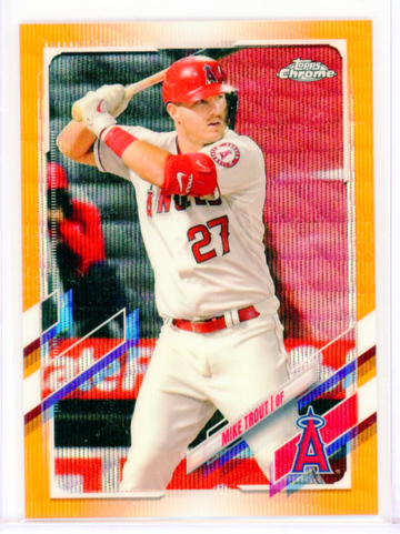 2021 Topps Chrome #27 Mike Trout Orange Wave Refractor