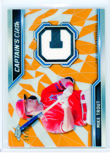 2021 Topps Chrome Captains Cloth #CCR-MT Mike Trout Orange Refractor