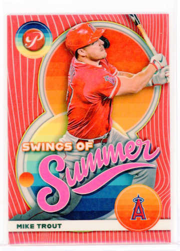 2023 Topps Pristine #SS-3 Mike Trout Swings of Summer Red Refractor 