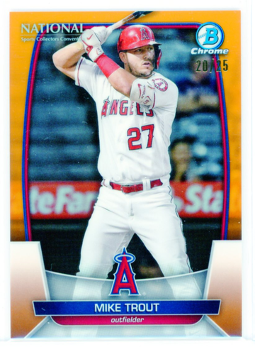2023 Bowman Chrome National #MLB-1 Mike Trout Orange Refractor