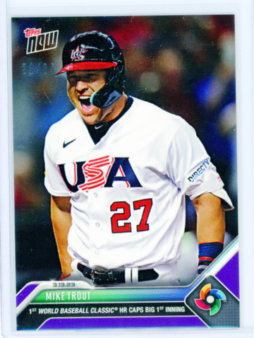 2023 Topps Now #WBC-41 Mike Trout World Baseball Classic Purple 