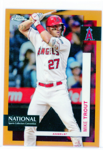 2024 Topps Chrome National #MLB-19 Mike Trout Orange Refractor!