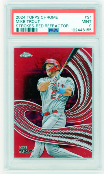 2024 Topps Chrome #S1 Mike Trout Stokes Red Refractor PSA 9 MINT!