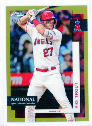 2024 Topps Chrome National #MLB-19 Mike Trout Gold Refractor!