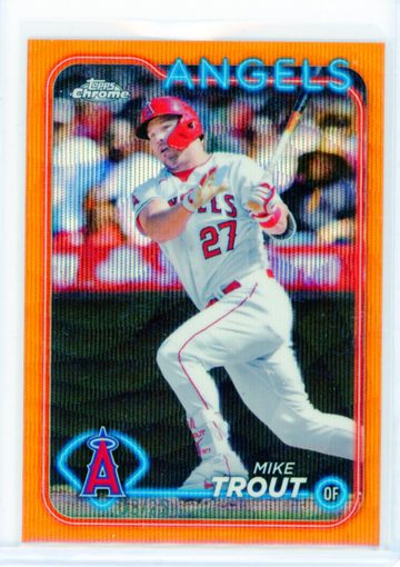 2024 Topps Chrome #200 Mike Trout Orange Wave Refractor!